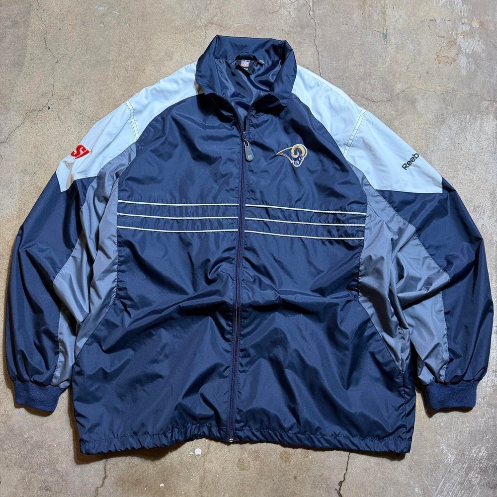 Vintage Y2K St. Louis Rams Reebok NFL Team Apparel Windbreaker Jacket Size XL